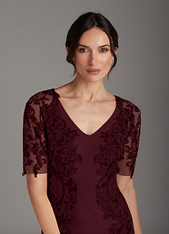 Azazie Farrah vestidos de madre de la novia Vestido de Cabernet de Crepé elástico de Recto con Encaje image6