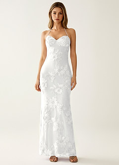 Nasasiya White Stretch Lace Opne Back Party Dress image3