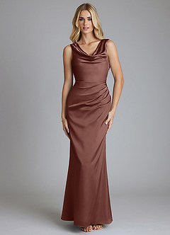 Azazie Tallie Finale sale Jurk van Stretch Satijn met Zeemeermin Geplooid Dusty Sage image9
