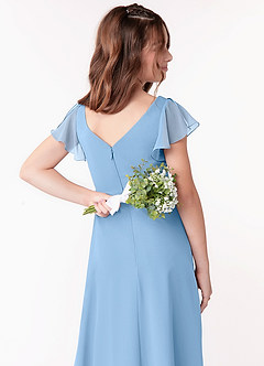 Azazie Omari Junior Powder Blue A-Line Ruched Chiffon Dress image3