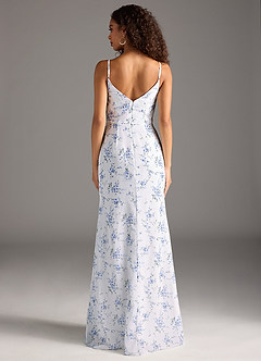 Azazie Deandra Bridesmaid Dresses Blue Cottage Floral Mermaid Pleated Chiffon Dress image4