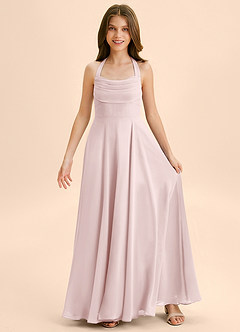 Azazie Kady Junior Abito A-Line in Chiffon Scollo a Cuore Rosa Rossore image3