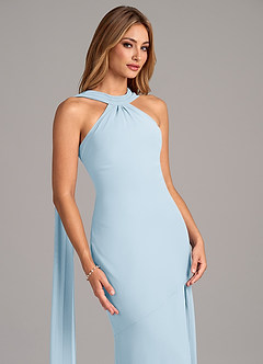Azazie Kinsley Bridesmaid Dresses Sky Blue Mermaid Pleated Chiffon Dress image7