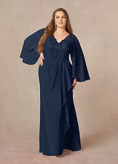 Azazie Perry Mother of the Bride Dresses Mermaid V-Neck Lace Chiffon Floor-Length Dress image7