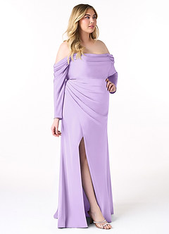 Azazie Hallie Brudtärnklänningar Klänning av Tubklänning i Stretch Satin Off-The-Soulder långärmad Lila Konvertibel image11