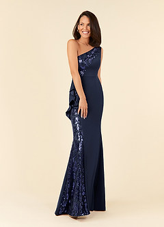 Azazie Aria vestidos de madre de la novia Vestido de Azul Marino Oscuro de Encaje de Sirena con Lentejuela image1