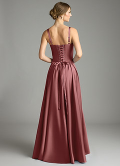 Azazie Evadina Suknie dla druhen Linia A Gorset Satyna elastyczna Do ziemi Sukienka image2