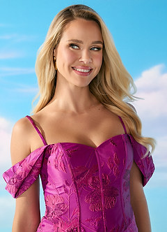 Robe Mi-Longue Fuchsia Barbie™ ❤ AZAZIE 4014 image3
