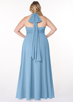 Azazie Fifi Jurken voor bruidsmeisjes Converteerbaar Jurk van Chiffon met A-Lijn Strapless Staal Blauw image13