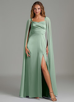 Azazie Niveah Bridesmaid Dresses Agave A-Line Strapless Stretch Satin Convertible Dress image3