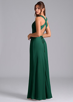 Azazie Evadne Bridesmaid Dresses Emerald A-Line Pleated Chiffon Dress image2