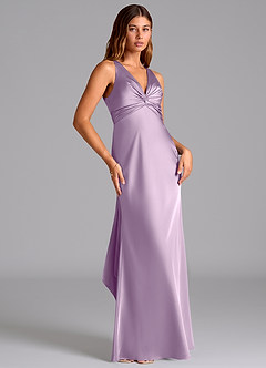 Azazie Hati Bridesmaid Dresses Frosted Lilac Mermaid Stretch Satin Dress image4