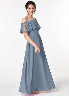 Azazie Maggie Junior A-Linie Schulterfrei Chiffon Kleid Zwielichtviolett image4