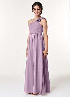 Azazie Flower Junior Wisteria A-Line Pleated Chiffon Dress image4