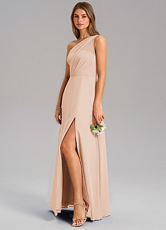 Azazie Phaedra Bridesmaid Dresses English Rose A-Line One Shoulder Chiffon Dress image5