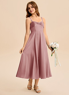 Azazie Ramona Junior Dusty Rose A-Line Sweetheart Neckline Stretch Satin Dress image1