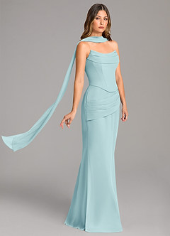 Azazie Sorrel Bridesmaid Dresses Sea Glass Mermaid Corset Chiffon Dress image4