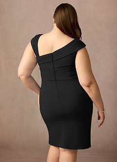 Azazie Cecily Mother of the Bride Dresses Black Sheath Stretch Crepe Dress image12