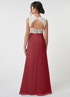 Azazie Rana Junior A-Linie Spitze Chiffon Kleid Granatapfelrot image2