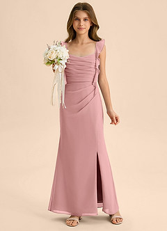 Azazie Jessamine Junior Dusty Rose Mermaid Sweetheart Neckline Chiffon Dress image1