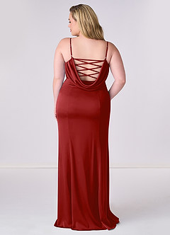 Barbie ♥ Azazie Bridesmaid Dresses Pomegranate Mermaid Corset Stretch Satin Dress image7