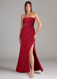 Azazie Aliani Bridesmaid Dresses Scarlet Sheath Strapless Chiffon Convertible Dress image1