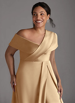 Azazie Milton Mother of the Bride Dresses Champagne A-Line Pleated Stretch Satin Dress image13