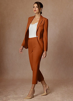 front Kennedy Burnt Orange Structured Stretch Pants Suit