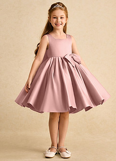 Azazie Jessie Flower Girl Dresses Rose Gold A-Line Bow Matte Satin Dress image3