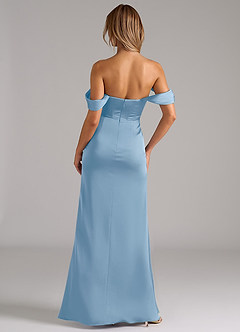 Azazie Johana Brautjungfernkleider Wandelbar Meerjungfrau-Linie Schulterfrei Stretch-Satin Kleid Puderblau image4