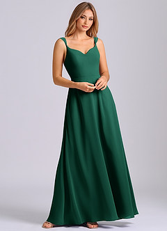 Azazie Beatrice At-home Try On Dresses Dusty Blue A-Line Sweetheart Neckline Chiffon Dress image4