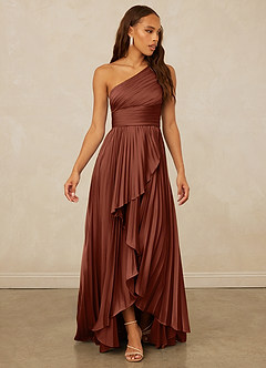 Christian Siriano Bridal for Azazie 1008 Bridesmaid Dresses Clay A-Line One Shoulder Stretch Satin Dress image3