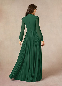 Azazie Adellah Mother of the Bride Dresses Dark Green A-Line Pleated Chiffon Dress image3