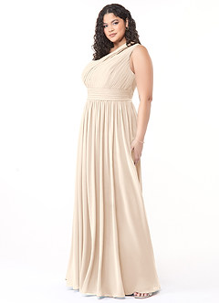 Azazie Molly Bridesmaid Dresses White Alabaster A-Line One Shoulder Chiffon Dress image9