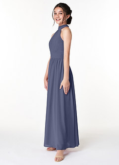 Azazie Iman Junior Stormy A-Line Pleated Chiffon Dress image5