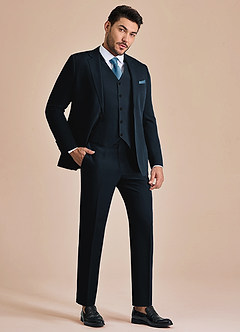front James Navy Blue Structured Stretch 3-piece suit
