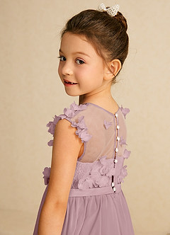 Azazie Arlo Flower Girl Dresses Dusty Rose A-Line Bow Chiffon Dress image6