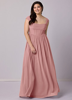 Barbie ♥ Azazie Bridesmaid Dresses Dusty Rose A-Line Corset Chiffon Dress image12