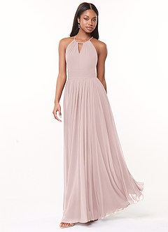 Azazie Cherish Bridesmaid Dresses Blushing Pink A-Line Pleated Chiffon Dress image3