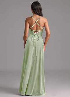 Azazie Mei Bridesmaid Dresses Dusty Sage A-Line Corset Velvet Dress image4
