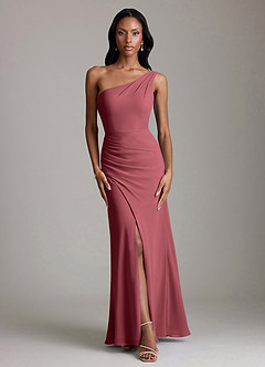 Azazie Madelyn Bridesmaid Dresses Merlot Mermaid One Shoulder Chiffon Convertible Dress image7