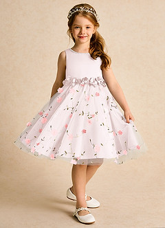 Azazie Starri Abiti da Ragazza di Fiori Abito Principessa in Raso Opaco Con perline Rosa Rossore image3