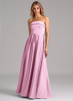 Azazie Lucienne Bridesmaid Dresses Candy Pink A-Line Strapless Stretch Satin Convertible Dress image1