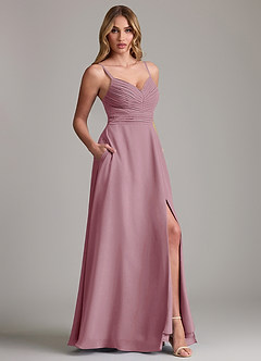 Azazie Terese Bridesmaid Dresses Vintage Mauve A-Line Pleated Chiffon Dress image6