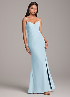 Azazie Yola Bridesmaid Dresses Sky Blue Sheath Pleated Chiffon Convertible Dress image5