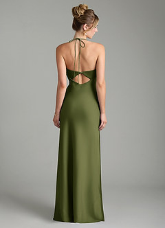 Azazie Mae Bridesmaid Dresses Olive Mermaid Pleated Stretch Satin Dress image6