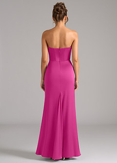 Azazie Debby Robes de demoiselle d'honneur Robe Sirène Convertible en Satin extensible Sans bretelle Fuchsia image7