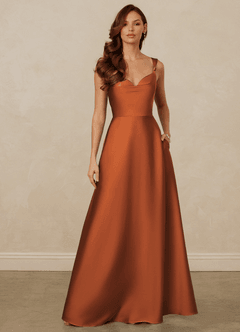 Christian Siriano Bridal for Azazie 1001 Robes de demoiselle d'honneur Robe Trapèze en Satin extensible Encolure en Forme de Cœur Cannelle image1