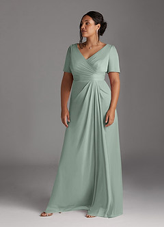 Azazie Bessie Kleider für die Brautmutter A-Linie Plissee Gittergewebe Kleid Agave image9
