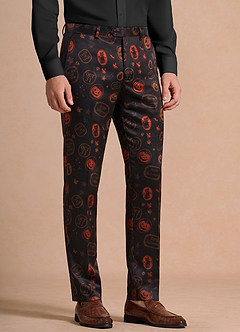 front Caleb Schwarz Vintage Halloween Print Anzughose